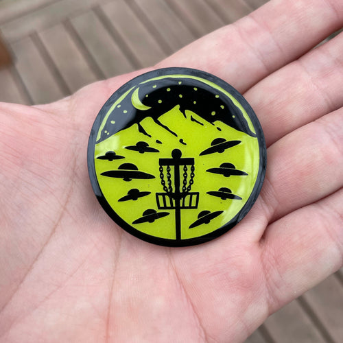 Glow Flying Saucers pin