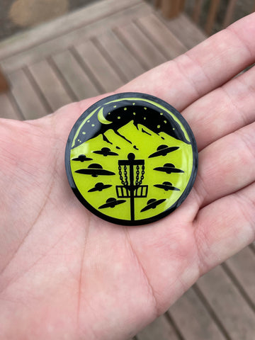 Glow Flying Saucers pin