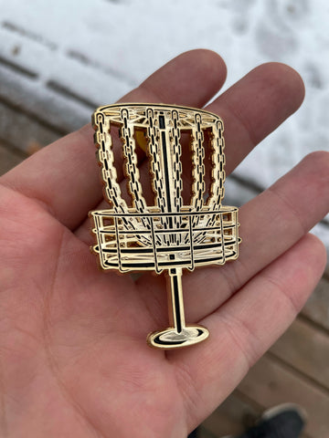 Murdered out (black and gold) disc golf basket pin