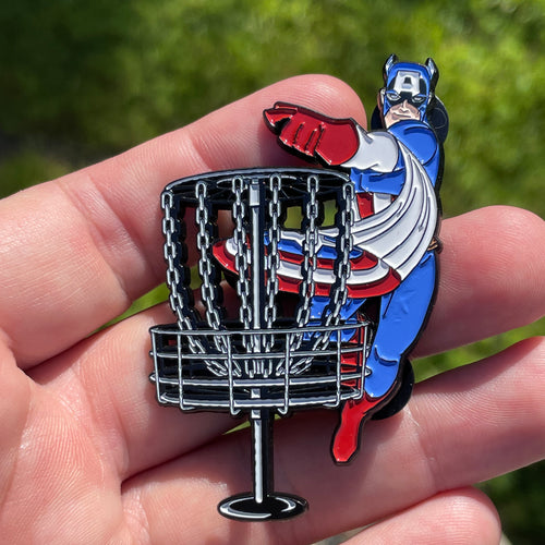 Captain America Disc Golf Pin