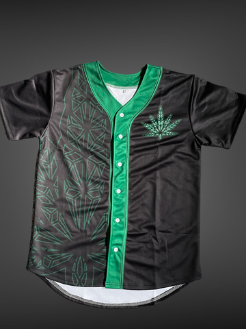 Emerald Green Crystal Leaf Baseball Jersey